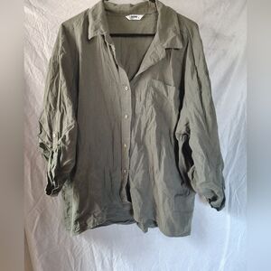 Ci Sono Olive Green Women's Button-Down Shirt
